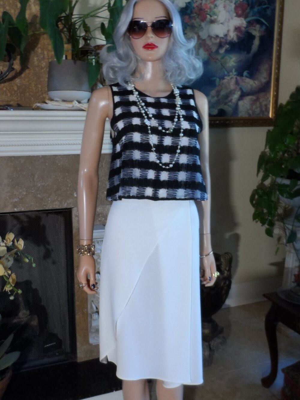 Derek Lam 10 Crosby Black & White Overlay Dress Size 4